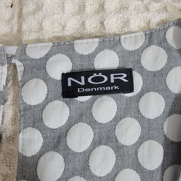 NOR Denmark Architectural Bubble Hem Grey Polka Dot Midi Dress Mod Size M NWOT - Picture 9 of 16
